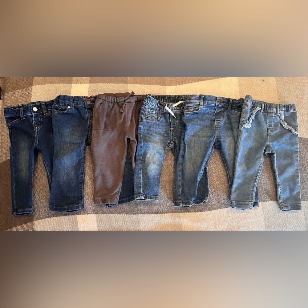 Bundle of 6 pairs of pants girls sz 12 months